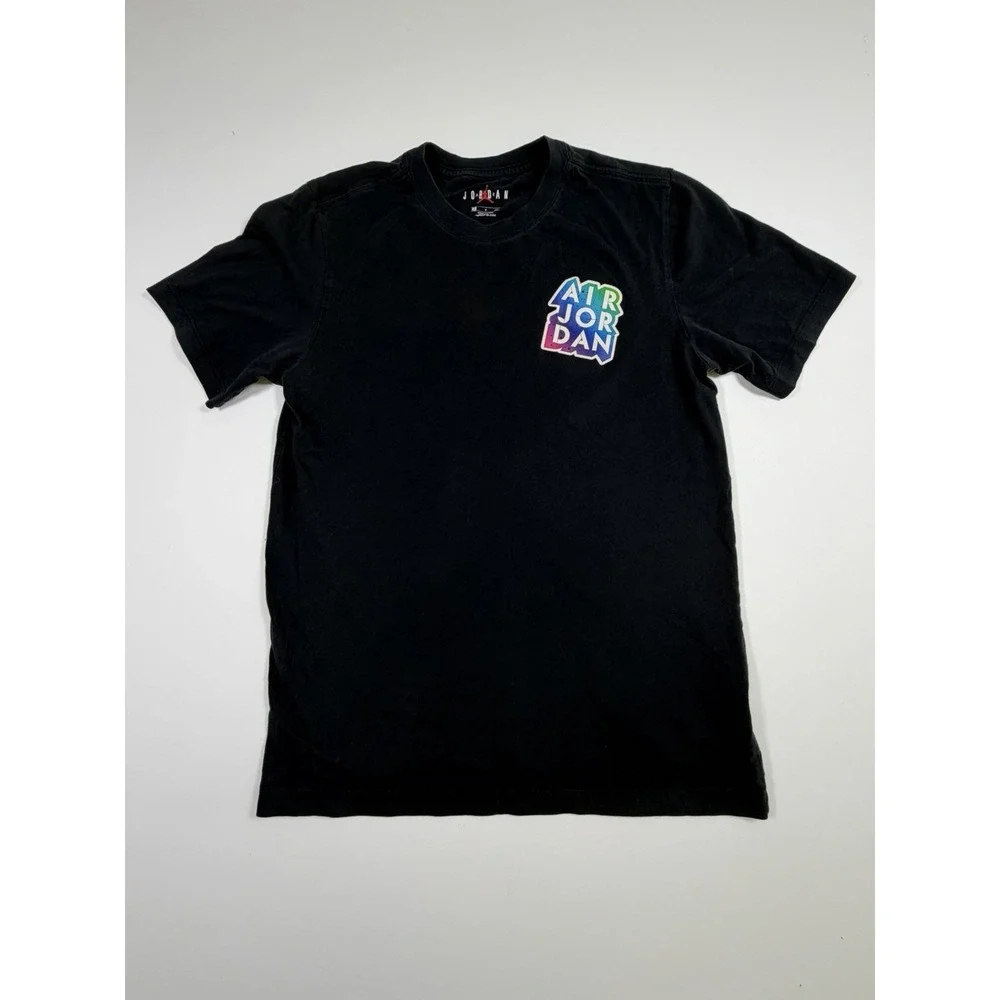 Nike Air Jordan Mens S Black Sticker Mesh Graphic T-Shirt CD5638-010 Flight